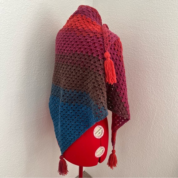 Handmade Crochet Boho Shawl Cape Wrap Scarf NWT - Picture 6 of 9